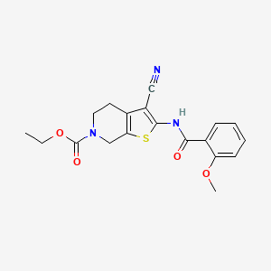 molecular formula C19H19N3O4S B2933439 ethyl 3-cyano-2-(2-methoxybenzamido)-4,5-dihydrothieno[2,3-c]pyridine-6(7H)-carboxylate CAS No. 864927-07-1