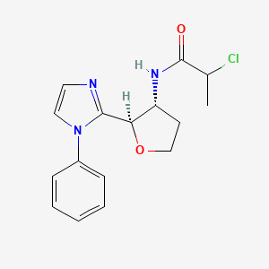 2-Chloro-N-[(2R,3R)-2-(1-phenylimidazol-2-yl)oxolan-3-yl]propanamide