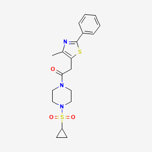 molecular formula C19H23N3O3S2 B2933478 1-(4-(环丙基磺酰基)哌嗪-1-基)-2-(4-甲基-2-苯基噻唑-5-基)乙酮 CAS No. 1219906-51-0