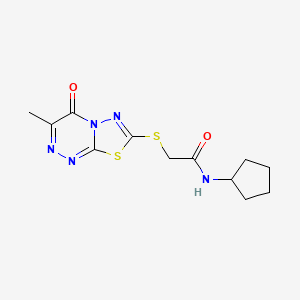 molecular formula C12H15N5O2S2 B2933481 N-环戊基-2-((3-甲基-4-氧代-4H-[1,3,4]噻二唑并[2,3-c][1,2,4]三嗪-7-基)硫代)乙酰胺 CAS No. 941985-24-6