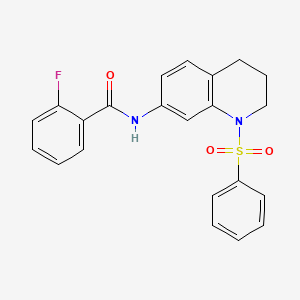 N-[1-(benzenesulfonyl)-1,2,3,4-tetrahydroquinolin-7-yl]-2-fluorobenzamide