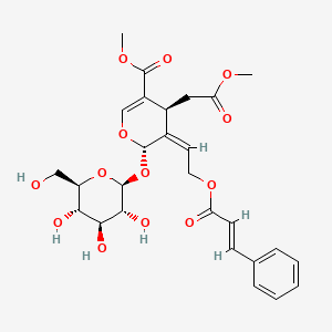 molecular formula C27H32O13 B2933508 甲基 (4S,5Z,6S)-4-(2-甲氧基-2-氧代乙基)-5-[2-[(E)-3-苯基丙-2-烯酰]氧乙基]-6-[(2S,3R,4S,5S,6R)-3,4,5-三羟基-6-(羟甲基)氧杂环己-2-基]氧基-4H-吡喃-3-羧酸酯 CAS No. 229467-41-8