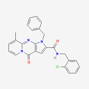 molecular formula C26H21ClN4O2 B2933525 1-benzyl-N-(2-chlorobenzyl)-9-methyl-4-oxo-1,4-dihydropyrido[1,2-a]pyrrolo[2,3-d]pyrimidine-2-carboxamide CAS No. 896072-06-3