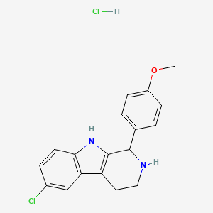 molecular formula C18H18Cl2N2O B2933530 6-Chloro-1-(4-methoxyphenyl)-2,3,4,9-tetrahydro-1H-beta-carboline hydrochloride CAS No. 1256760-54-9