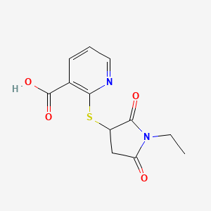 molecular formula C12H12N2O4S B2933542 2-((1-Ethyl-2,5-dioxopyrrolidin-3-yl)thio)nicotinic acid CAS No. 514183-34-7