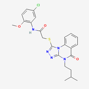 molecular formula C23H24ClN5O3S B2933549 N-(5-氯-2-甲氧基苯基)-2-((4-异戊基-5-氧代-4,5-二氢-[1,2,4]三唑并[4,3-a]喹唑啉-1-基)硫代)乙酰胺 CAS No. 1111151-24-6