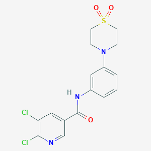 5,6-dichloro-N-[3-(1,1-dioxo-1lambda6-thiomorpholin-4-yl)phenyl]pyridine-3-carboxamide