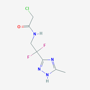 molecular formula C7H9ClF2N4O B2933585 2-Chloro-N-[2,2-difluoro-2-(5-methyl-1H-1,2,4-triazol-3-yl)ethyl]acetamide CAS No. 2411272-02-9