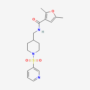 molecular formula C18H23N3O4S B2933589 2,5-dimethyl-N-((1-(pyridin-3-ylsulfonyl)piperidin-4-yl)methyl)furan-3-carboxamide CAS No. 1428362-95-1