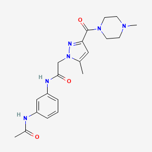 molecular formula C20H26N6O3 B2933590 N-(3-acetamidophenyl)-2-(5-methyl-3-(4-methylpiperazine-1-carbonyl)-1H-pyrazol-1-yl)acetamide CAS No. 1171483-47-8