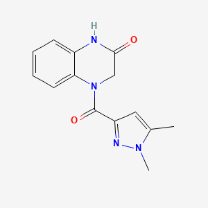 molecular formula C14H14N4O2 B2933593 4-(1,5-dimethyl-1H-pyrazole-3-carbonyl)-3,4-dihydroquinoxalin-2(1H)-one CAS No. 1013788-13-0