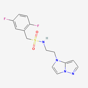 molecular formula C14H14F2N4O2S B2933601 N-(2-(1H-imidazo[1,2-b]pyrazol-1-yl)ethyl)-1-(2,5-difluorophenyl)methanesulfonamide CAS No. 1788773-35-2