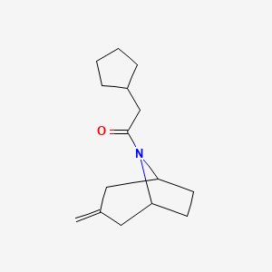 molecular formula C15H23NO B2933612 2-环戊基-1-((1R,5S)-3-亚甲基-8-氮杂双环[3.2.1]辛-8-基)乙-1-酮 CAS No. 2320923-64-4