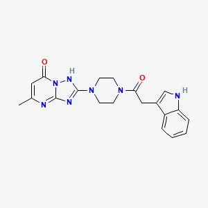 molecular formula C20H21N7O2 B2933616 2-(4-(2-(1H-indol-3-yl)acetyl)piperazin-1-yl)-5-methyl-[1,2,4]triazolo[1,5-a]pyrimidin-7(4H)-one CAS No. 2034355-62-7