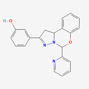 molecular formula C21H17N3O2 B2933626 3-(5-(吡啶-2-基)-5,10b-二氢-1H-苯并[e]吡唑并[1,5-c][1,3]恶嗪-2-基)苯酚 CAS No. 899973-53-6