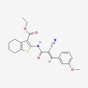 molecular formula C22H22N2O4S B2933627 (E)-ethyl 2-(2-cyano-3-(3-methoxyphenyl)acrylamido)-4,5,6,7-tetrahydrobenzo[b]thiophene-3-carboxylate CAS No. 868154-58-9