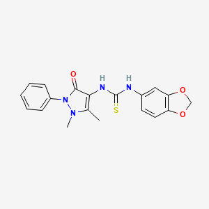 molecular formula C19H18N4O3S B2933629 1-(1,3-Benzodioxol-5-yl)-3-(1,5-dimethyl-3-oxo-2-phenylpyrazol-4-yl)thiourea CAS No. 454436-75-0