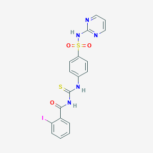 molecular formula C18H14IN5O3S2 B293363 4-({[(2-iodobenzoyl)amino]carbothioyl}amino)-N-(2-pyrimidinyl)benzenesulfonamide 