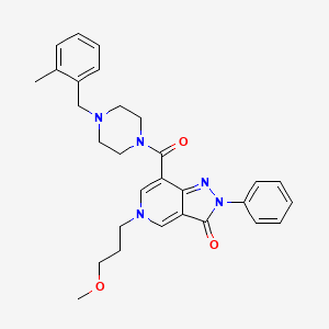 molecular formula C29H33N5O3 B2933634 5-(3-methoxypropyl)-7-(4-(2-methylbenzyl)piperazine-1-carbonyl)-2-phenyl-2H-pyrazolo[4,3-c]pyridin-3(5H)-one CAS No. 1040650-47-2