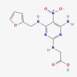 2-((4-Amino-6-((furan-2-ylmethyl)amino)-5-nitropyrimidin-2-yl)amino)acetic acid