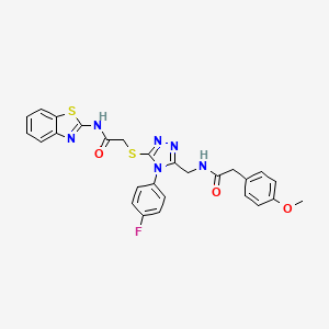 molecular formula C27H23FN6O3S2 B2933639 N-(苯并[d]噻唑-2-基)-2-((4-(4-氟苯基)-5-((2-(4-甲氧苯基)乙酰氨基)甲基)-4H-1,2,4-三唑-3-基)硫代)乙酰胺 CAS No. 392680-57-8