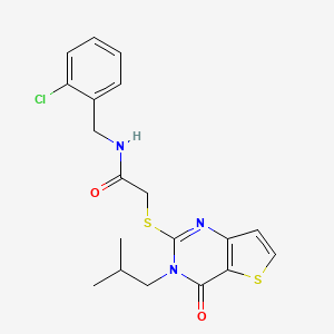 molecular formula C19H20ClN3O2S2 B2933649 N-(2-氯苄基)-2-((3-异丁基-4-氧代-3,4-二氢噻吩并[3,2-d]嘧啶-2-基)硫代)乙酰胺 CAS No. 1798456-17-3