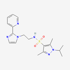 molecular formula C18H24N6O2S B2933658 1-异丙基-3,5-二甲基-N-(2-(2-(吡啶-2-基)-1H-咪唑-1-基)乙基)-1H-吡唑-4-磺酰胺 CAS No. 2034506-97-1