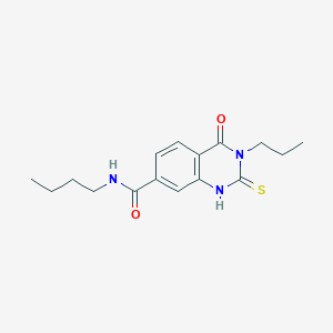 molecular formula C16H21N3O2S B2933659 N-butyl-4-oxo-3-propyl-2-sulfanylidene-1H-quinazoline-7-carboxamide CAS No. 403727-71-9