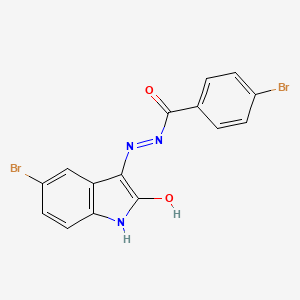 molecular formula C15H9Br2N3O2 B2933669 4-bromo-N'-[(3E)-5-bromo-2-oxo-1,2-dihydro-3H-indol-3-ylidene]benzohydrazide CAS No. 301819-99-8