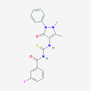 molecular formula C19H17IN4O2S B293367 N-(1,5-dimethyl-3-oxo-2-phenyl-2,3-dihydro-1H-pyrazol-4-yl)-N'-(3-iodobenzoyl)thiourea 