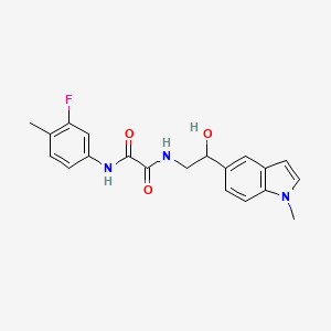 molecular formula C20H20FN3O3 B2933680 N1-(3-fluoro-4-methylphenyl)-N2-(2-hydroxy-2-(1-methyl-1H-indol-5-yl)ethyl)oxalamide CAS No. 2034527-37-0