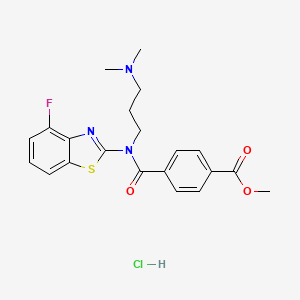 molecular formula C21H23ClFN3O3S B2933682 Methyl 4-((3-(dimethylamino)propyl)(4-fluorobenzo[d]thiazol-2-yl)carbamoyl)benzoate hydrochloride CAS No. 1216831-43-4