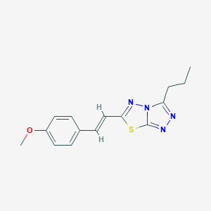 molecular formula C15H16N4OS B293369 6-[(E)-2-(4-methoxyphenyl)ethenyl]-3-propyl[1,2,4]triazolo[3,4-b][1,3,4]thiadiazole 