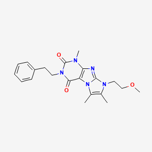 molecular formula C21H25N5O3 B2933691 8-(2-methoxyethyl)-1,6,7-trimethyl-3-phenethyl-1H-imidazo[2,1-f]purine-2,4(3H,8H)-dione CAS No. 878411-13-3