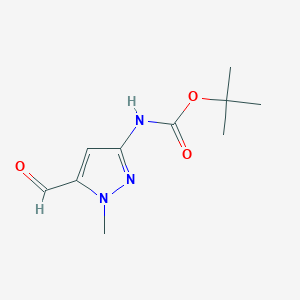 molecular formula C10H15N3O3 B2933694 tert-butyl N-(5-formyl-1-methylpyrazol-3-yl)carbamate CAS No. 1529558-99-3