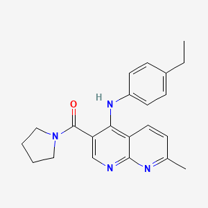(4-((4-Ethylphenyl)amino)-7-methyl-1,8-naphthyridin-3-yl)(pyrrolidin-1-yl)methanone