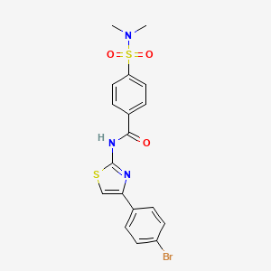 molecular formula C18H16BrN3O3S2 B2933721 N-[4-(4-溴苯基)-1,3-噻唑-2-基]-4-(二甲基磺酰胺基)苯甲酰胺 CAS No. 313403-56-4