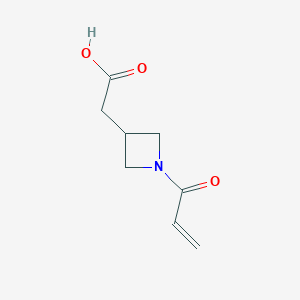 molecular formula C8H11NO3 B2933722 2-(1-Prop-2-enoylazetidin-3-yl)acetic acid CAS No. 1341949-52-7