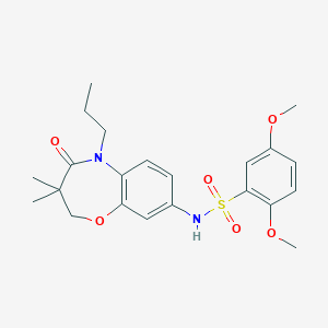 molecular formula C22H28N2O6S B2933727 N-(3,3-dimethyl-4-oxo-5-propyl-2,3,4,5-tetrahydrobenzo[b][1,4]oxazepin-8-yl)-2,5-dimethoxybenzenesulfonamide CAS No. 921992-17-8