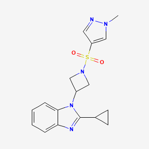 molecular formula C17H19N5O2S B2933742 2-Cyclopropyl-1-[1-(1-methylpyrazol-4-yl)sulfonylazetidin-3-yl]benzimidazole CAS No. 2379985-96-1