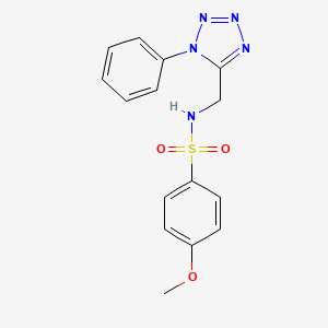 molecular formula C15H15N5O3S B2933750 4-methoxy-N-((1-phenyl-1H-tetrazol-5-yl)methyl)benzenesulfonamide CAS No. 1005293-09-3