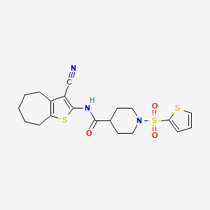 N-(3-cyano-5,6,7,8-tetrahydro-4H-cyclohepta[b]thiophen-2-yl)-1-(thiophen-2-ylsulfonyl)piperidine-4-carboxamide