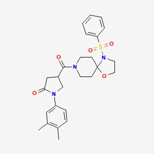 1-(3,4-Dimethylphenyl)-4-(4-(phenylsulfonyl)-1-oxa-4,8-diazaspiro[4.5]decane-8-carbonyl)pyrrolidin-2-one
