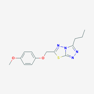 molecular formula C14H16N4O2S B293377 6-[(4-Methoxyphenoxy)methyl]-3-propyl[1,2,4]triazolo[3,4-b][1,3,4]thiadiazole 