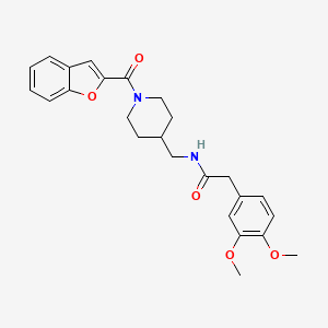 molecular formula C25H28N2O5 B2933774 N-((1-(benzofuran-2-carbonyl)piperidin-4-yl)methyl)-2-(3,4-dimethoxyphenyl)acetamide CAS No. 1235124-94-3
