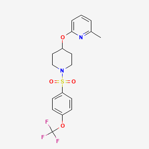 molecular formula C18H19F3N2O4S B2933779 2-Methyl-6-((1-((4-(trifluoromethoxy)phenyl)sulfonyl)piperidin-4-yl)oxy)pyridine CAS No. 1797959-03-5