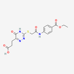 3-(3-((2-((4-(Ethoxycarbonyl)phenyl)amino)-2-oxoethyl)thio)-5-oxo-4,5-dihydro-1,2,4-triazin-6-yl)propanoic acid