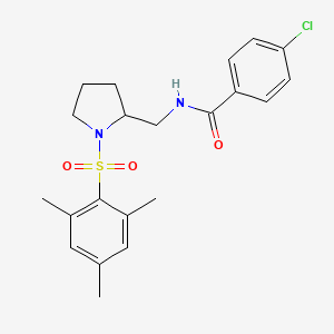 4-chloro-N-((1-(mesitylsulfonyl)pyrrolidin-2-yl)methyl)benzamide