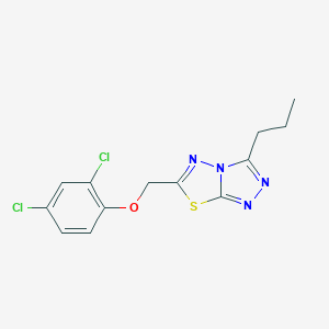 molecular formula C13H12Cl2N4OS B293380 6-[(2,4-Dichlorophenoxy)methyl]-3-propyl[1,2,4]triazolo[3,4-b][1,3,4]thiadiazole 