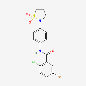 molecular formula C16H14BrClN2O3S B2933800 5-bromo-2-chloro-N-(4-(1,1-dioxidoisothiazolidin-2-yl)phenyl)benzamide CAS No. 941985-81-5